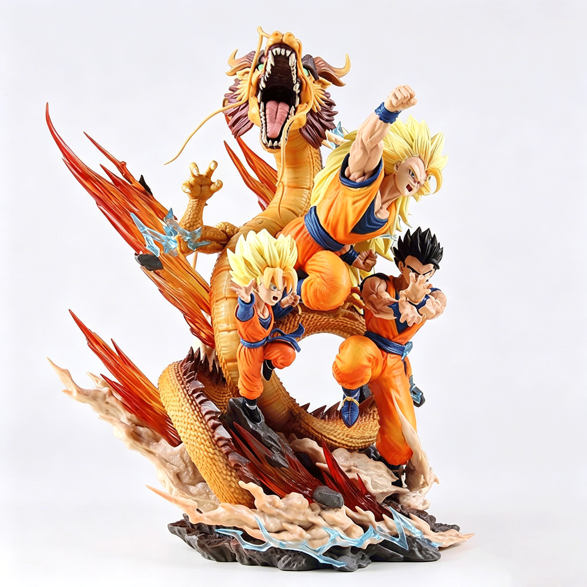 Dragon Ball LS Super Saiyan 3 Dragon Fist Goku Gohan Goten Three Fathers & Sons Scene GK Statue – Boxed Anime Figure Collectible Gift - Image 4