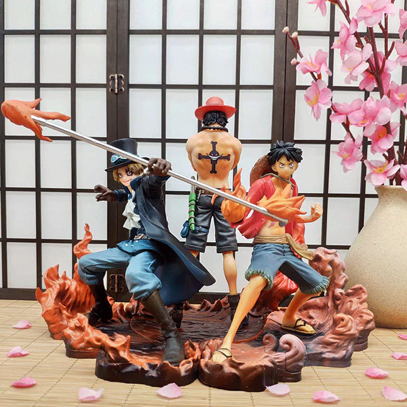 Buy One Piece Luffy Ace Sabo Three Brothers of Flame Complete Set PVC Figure with Crypto at AnimeFigureHub