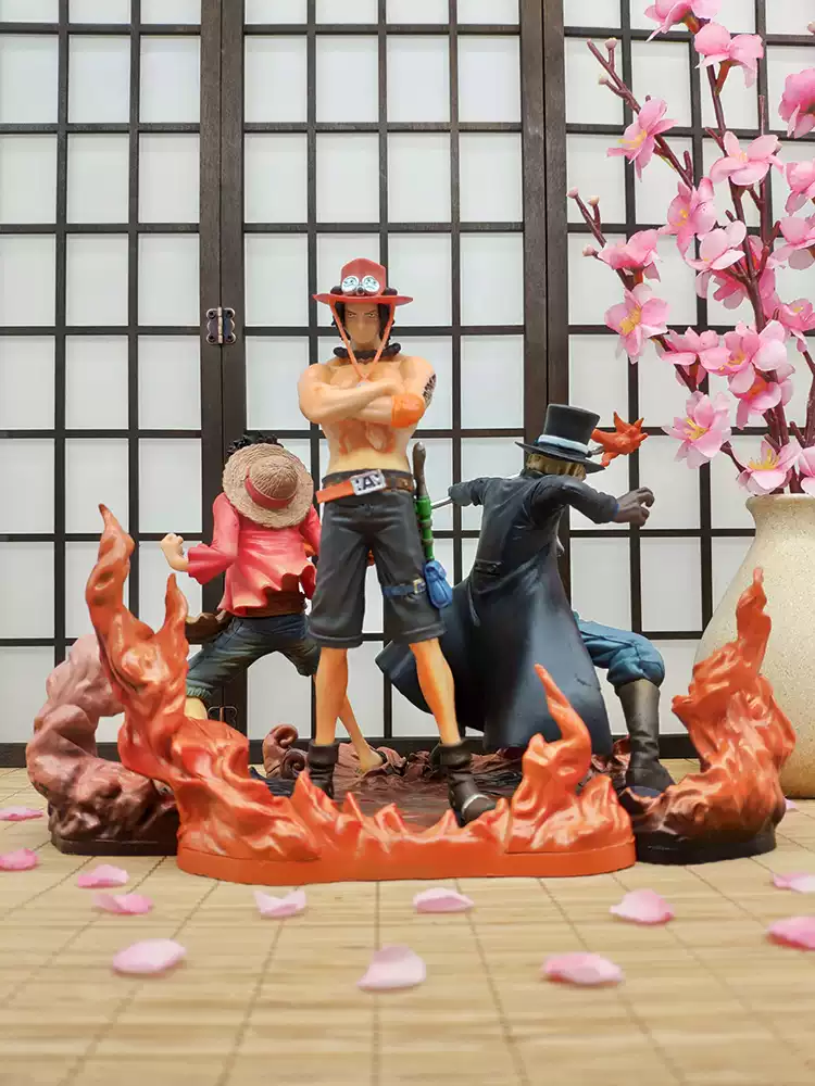 One Piece - Luffy Ace Sabo Three Brothers of Flame Complete Set PVC Figure - Image 2