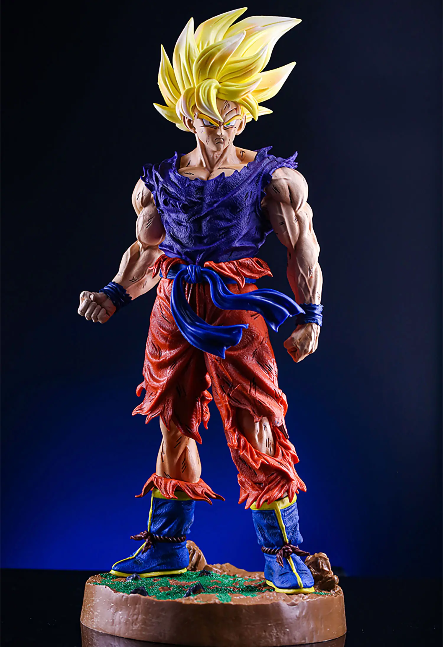 Buy Dragon Ball Z Goku Battle Damaged Deep Blue Version Statue with Crypto at AnimeFigureHub