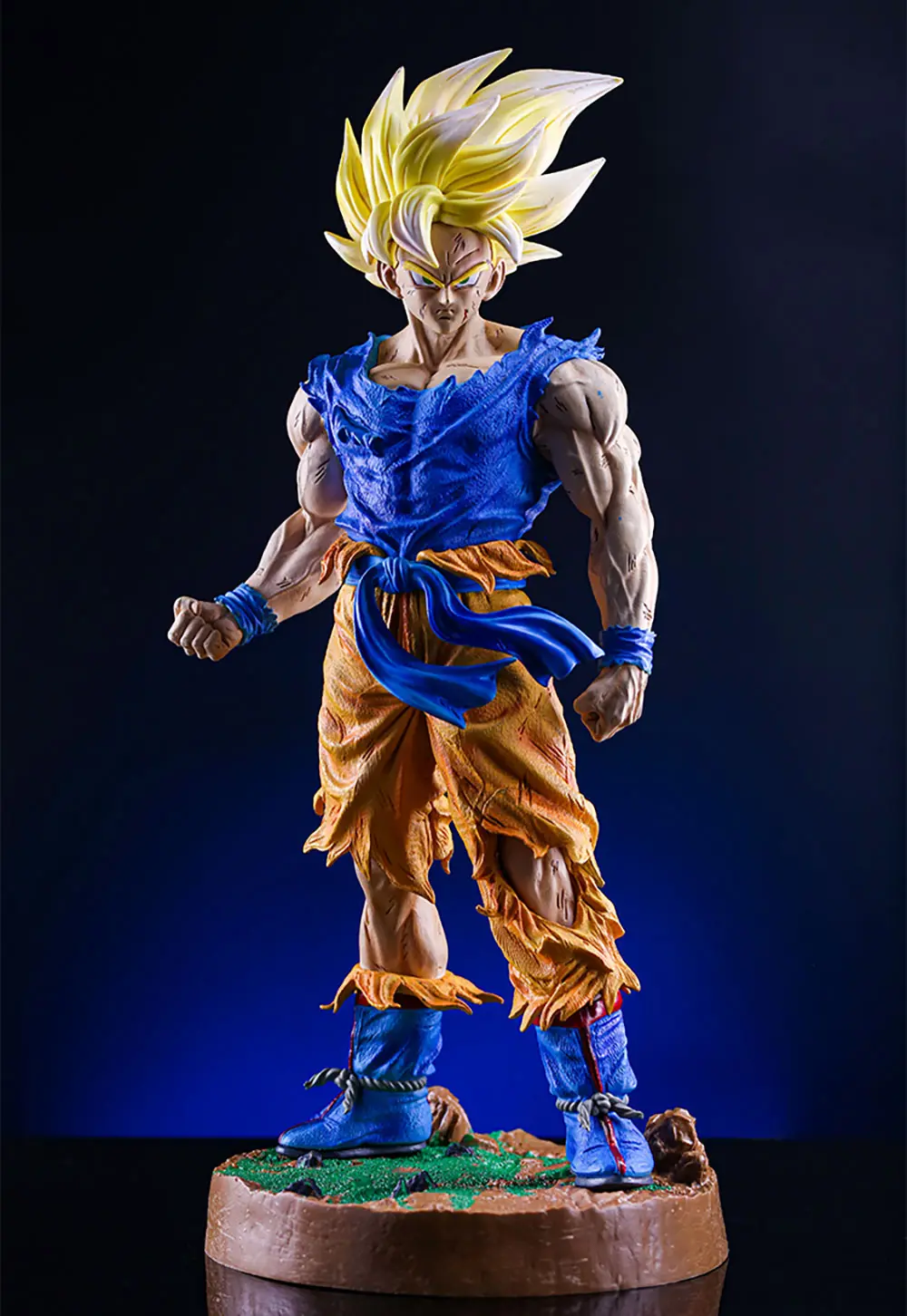 Buy Dragon Ball Z Goku Battle Damaged Light Blue Version Statue with Crypto at AnimeFigureHub